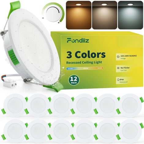 Lot de 12 Spot LED Encastrable Dimmable 55-68mm Découpe, 3.5W 220V  340LM Spots de Plafond, Blanc Chaud 3000K Blanc Neutre 4500K Blanc Froid 6000K Reglable, Spot Salle de Bain IP44 pour Cuisine (1/5)