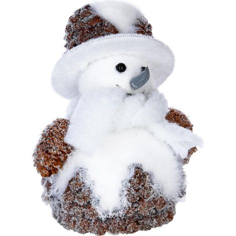 Déco de Noël Bonhomme de neige avec Chapeau et Pommes de pin - Feeric Christmas