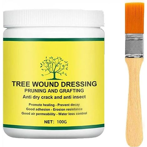 Mastic Cicatrisant Arbre,Cicatrisant Arbre Fruitier,Bonsaï Découpe Pâte,Pâte de Cicatrisation des Plantes,Formation Rapide de Film,pour les Arbres,les Arbres Fruitiers,les Arbustes,100g, avec Brosse (1/5)