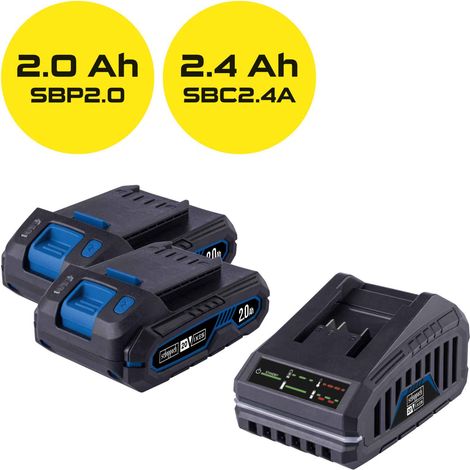 Kit de arranque 2 baterías 20V litio 2.0Ah Cargador de batería 2.4A sbsk2.0x2 (1/2)