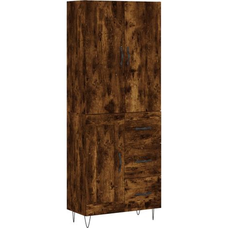 Credenza cassettiera mobile contenitore organizer cucina soggiorno salotto alto 695 x 34 x 180 cm legno ingegnerizzato marrone 020033437