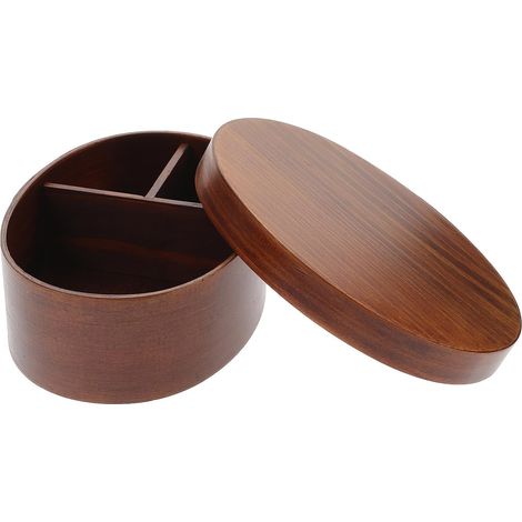 Boîte à lunch en bois brun une seule couche, idéale pour les (1/5)