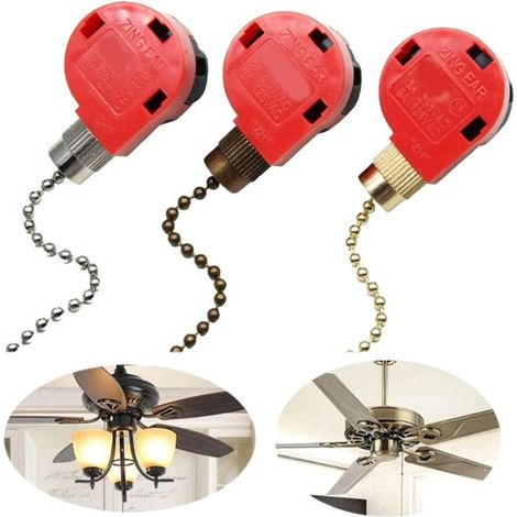 Interrupteur à chaîne pour ventilateur de plafond 3 vitesses 4 fils ZE-268S1 mécanisme de rechange universel (1/5)
