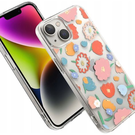 Ringke Fusion Design Schutzhülle mit Gelrahmen für iPhone 14 Plus, durchsichtig (Floral) (FD637E31) (1/5)