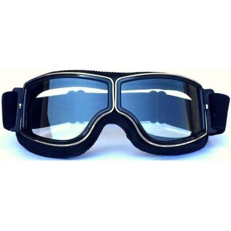 (Black Frame + Clear Lens) Motorcycle Goggles & Jet Glasses Motorcycle Masks 18x8cm MUMU