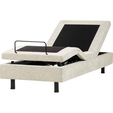 Cama articulada eléctrica moderna mando a distancia ajustable sin cabecero poliéster beige 80 x 200 cm Duke II