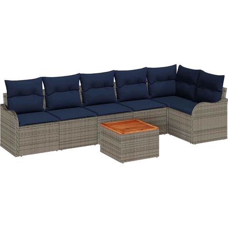Garden Sofa Set 7 pcs Grey Poly Rattan vidaXL (1/5)