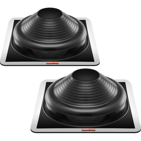 VEVOR Solin de Toit pour Tuyaux 170-355 mm Etancheite Toiture Flexible EDPM, Lot de 2, Base Carree en Metal, Haute Temperature -55℃-100℃, pour Cheminee, Poele a Bois, Tuyaux deAeration Exterieur, Noir