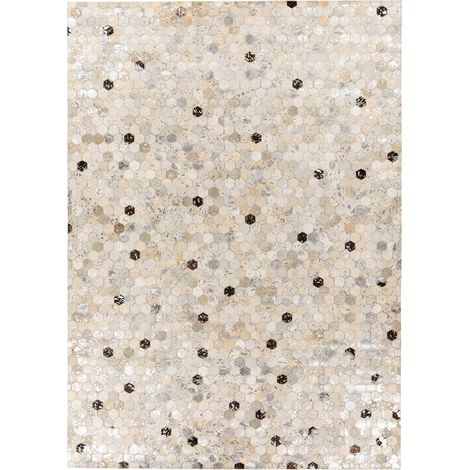Tappeto Ravi 400 in vera pelle argento e grigio 120x170 cm (1/4)