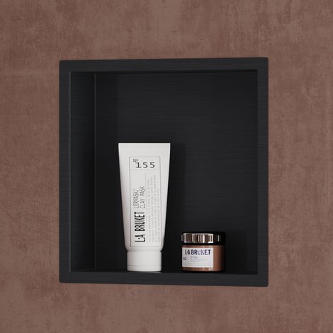 doporro Nicchia Doccia da Incasso Mensola da Parete per Bagno Ripiano Integrato Porta Shampoo 30x30x8.3 cm Nero