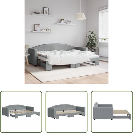 vidaXL Sofa-Bett - Tagesbett Ausziehbar Hellgrau 80x200 cm Stoff (1/5)