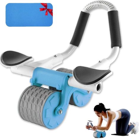 Roue Abdominale avec Rebond Automatique, Support Coudes, Tapis Genoux Inclus, Double Roues pour Musculation Abdominale Homme Femme (1/4)