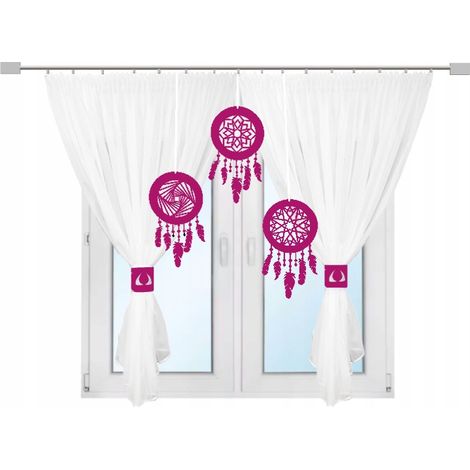 Mädchenfenstervorhang, durchbrochenes Traumfänger-Design, rosa, 400 x 145 cm