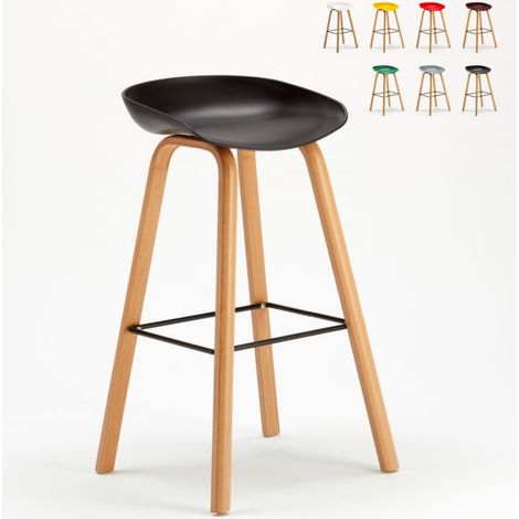 Taburete alto Bar Cocina Efecto Madera Towerwood - Negro (1/5)