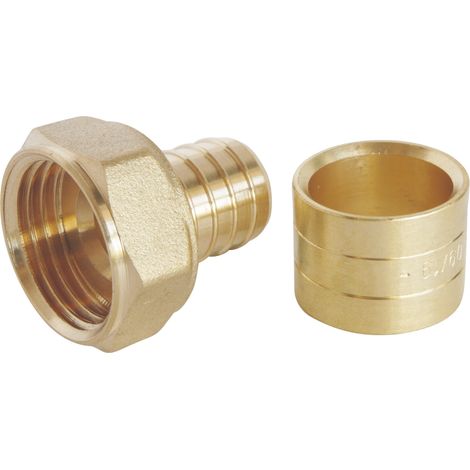 Raccord droit à glissement pour tube PER Ø16 - Ecrou-tournant F20/27 - lot de 10 (1/4)