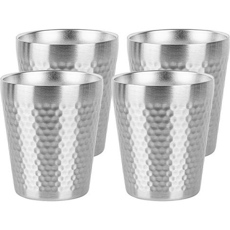 Juego de 4 vasos térmicos de acero inoxidable de doble pared, 295 ml (10 oz), metálicos y apilables, Vasos reutilizables para el hogar (1/5)