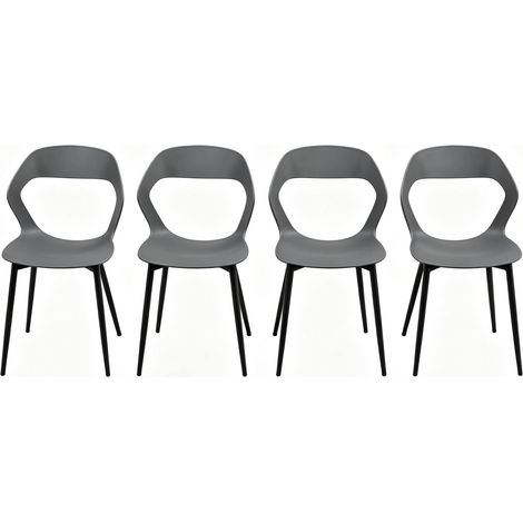 Set di 4 sedie da pranzo grigie in PP e metallo, design ergonomico (1/5)