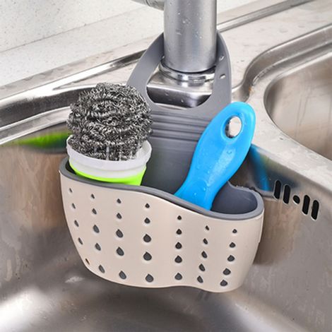 Porte-éponge Suspendu - Support Pour Brosse À Vaisselle - Égouttoir Pour Éponges Et Produits D'entretien - Réglable Sur Lavabo - 1 Pièce (1/5)