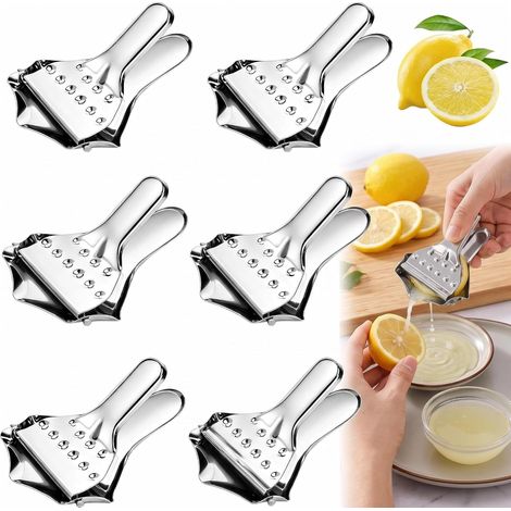 Presse Citron Inox Manuel Lot de 6, Presse Agrume en Acier Inoxydable 8,5 × 7 cm, Presse Jus Citron Compact pour Citrons, Citrons Verts, Oranges et Mandarines (1/5)
