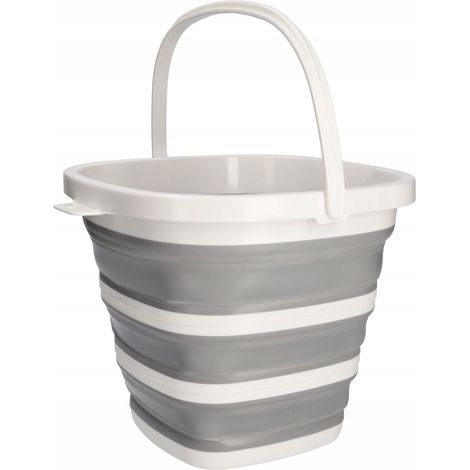 Cubo cuadrado plegable de 9 l "Fold&Carry" BLANCO-GRIS