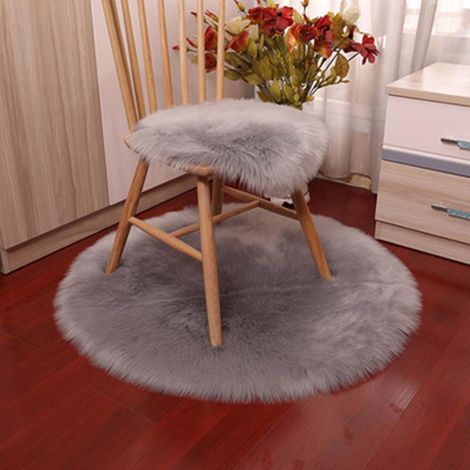Coussin de siège rond et doux 35 x 35 cm, housse de chaise, tapis confortable, coussin de siège rond - Gris