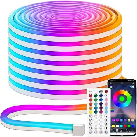 5 m Ruban LED RGB, Éclairage Latéral Doux, Bande Néon Flexible avec Appli & Télécommande, IP65, pour Décoration Intérieure/Extérieure (1/5)