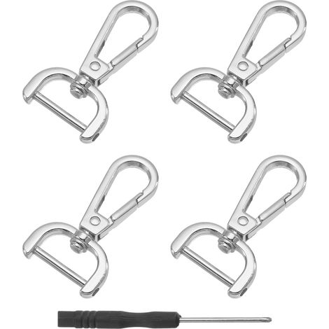 Crochet Pivotants avec Mousqueton Anneau en D 20mm Argent 4pcs (1/5)