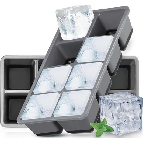 Große Eiswürfelform 2 Stück mit Deckel, BPA-frei, eckig, stapelbar (1/5)