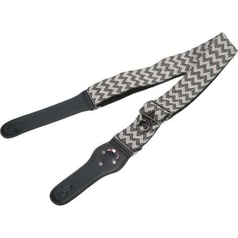Sangle de Guitare à Vagues Noir et Blanc - Confortable, Léger et Facile à Attacher avec Poche à Médiators (1/5)