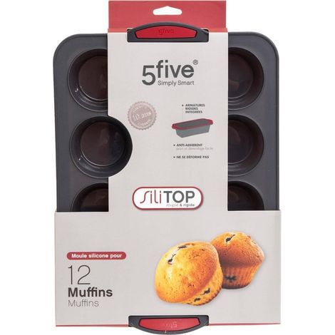 5five - silitop" 12 moldes de silicona para magdalenas gris (1/5)