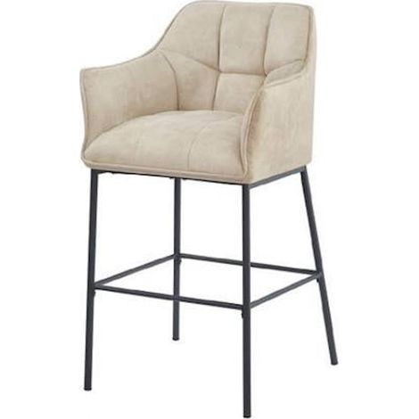 Chaise de bar élégante en microfibre beige et métal - Beige clair mat (1/2)