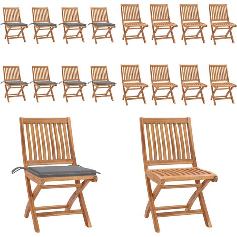 Klappbare Gartenstühle mit Kissen 8 Stk. Massivholz Teak - Klappbare Gartenstühle - Gartenmöbel Teakholz (1/5)