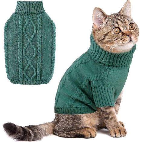 Pull d'hiver pour chien et chat, pull chaud en polaire pour chaton à col roulé classique (1/5)