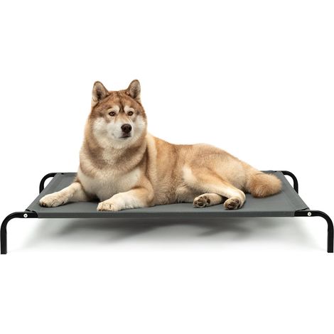 lionto Lettino rialzato per Cani Ideale per Giardino e Outdoor, (XL) 117x85 cm Grigio (1/5)