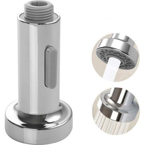 YMYNY Duscharmatur, Küchenspüle, Mischbatterie, herunterdrücken, Pro-Kopf, 2 Strahlfunktionen, Küchenmischbatterie, universelles Handbrause-Wasserhahn-Zubehör (Silber) (1/5)