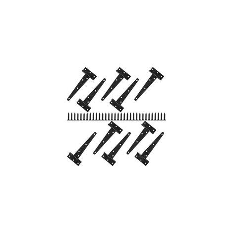Lot de 10 Charnières Porte en T Robuste, 15 cm Charnière de Porte en Bois Métallique Noire pour Porte en Bois, Porte D'armoire Spendue, Charnière de Porte de Remise, Jardin de Clôture - Avec 70 (1/5)
