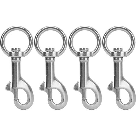 Lot de 4 mousquetons pivotants à œil en acier inoxydable 316 marine, clip de plongée sous-marine pour bateau, taille 4 (1/5)