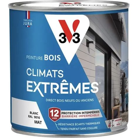 Peinture bois V33 Climats Extrêmes mat Blanc 0,5 L (1/2)