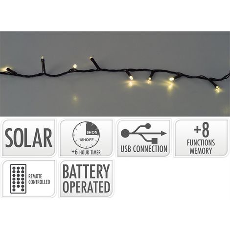 LED-Girlande 8 Funkelfunktionen Warmweiß IP44 Solar BASICS