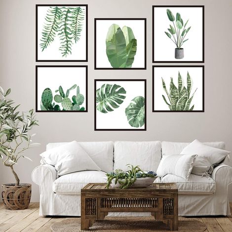 Sticker mural cadre photo créatif à faire soi-même avec des plantes vertes, plante tendance (1/5)
