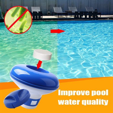 Set mit Brausetabletten für den Pool, Poolreinigungstabletten mit schwimmendem Spender und pH-Teststreifen (1/5)