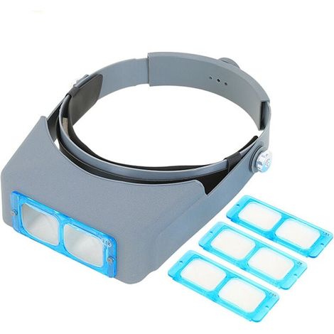 1.5X/2X/2.5X/3.5X Lunettes Loupe Grossissante avec Éclairage avec 4 Lentilles Amovibles - Casque Loupe Frontale Serre Tête avec Lumière pour Lecture,Bijoutier,Couture-LIAIKI (1/5)