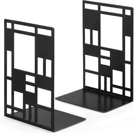 Serre-livres élégants, serre-livres décoratifs en métal robuste pour étagères, motif uni avec espace de rangement supplémentaire pour CD. (1/4)
