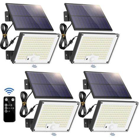 Gusicil – Intelligente Außenbeleuchtung, Solar-Außenleuchten mit geteiltem Solar-Bewegungsmelder, Fernbedienung, IP65 wasserdicht, 172 LEDs, 3 Modi, für Terrasse und Garten