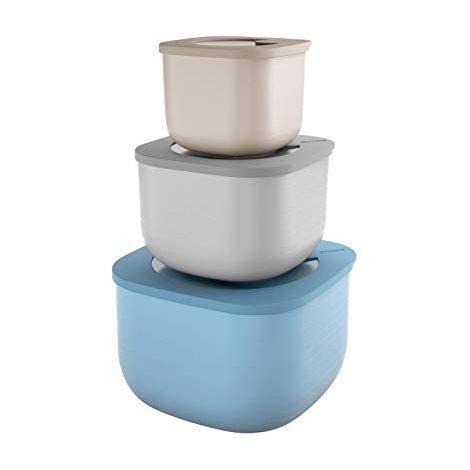 Guzzini Store&More Kitchen Active Design Set 3 Contenitori Alti Ermetici per Frigo/Freezer/Forno A Microonde, 19.5 x 19.5 x 12.3 cm, Multicolore (1/4)
