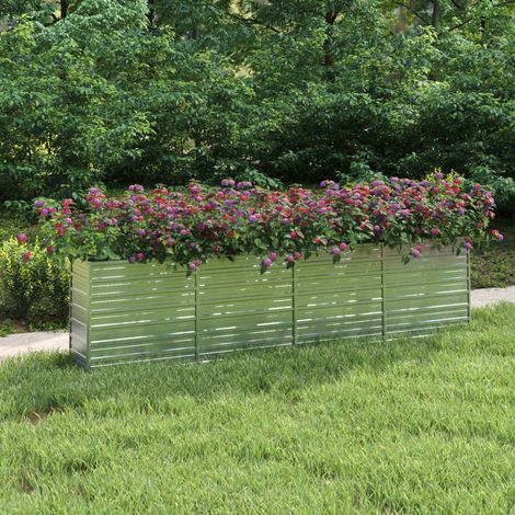 Lit surélevé de jardin 320x40x77 cm Acier galvanisé Argenté (1/5)