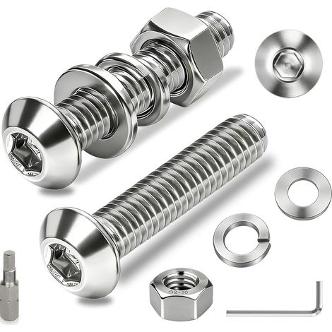 50 Pièces M3 Vis et Écrous Set, Boulons et Écrous M3x20 mm Vis à Tête Hexagonale Acier Inoxydable 304 Ronde Boulon avec Rondelles pour Meubles Industriels (1/5)