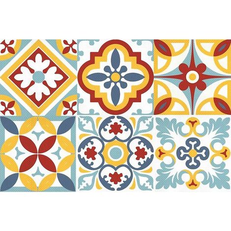 Set de table rectangulaire carreaux de ciment multicolores
