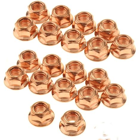 CSPARKV 12Pcs Exhaust Manifold Nut Turbo M8 Self-Locking Hex Copper e30 Series 3 Series Accessories (1/4)