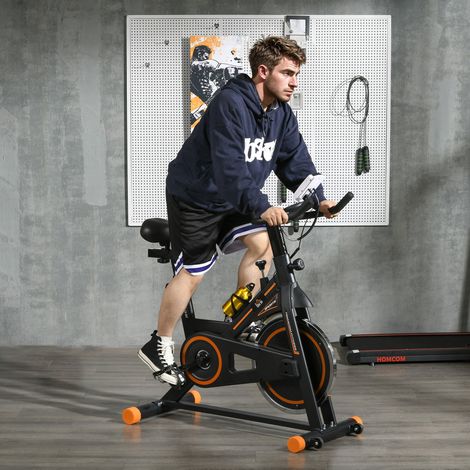 Vélo d'appartement pour la maison vélo de fitness d'intérieur silencieux résistance réglable acier 103 x 48 x 115cm noir